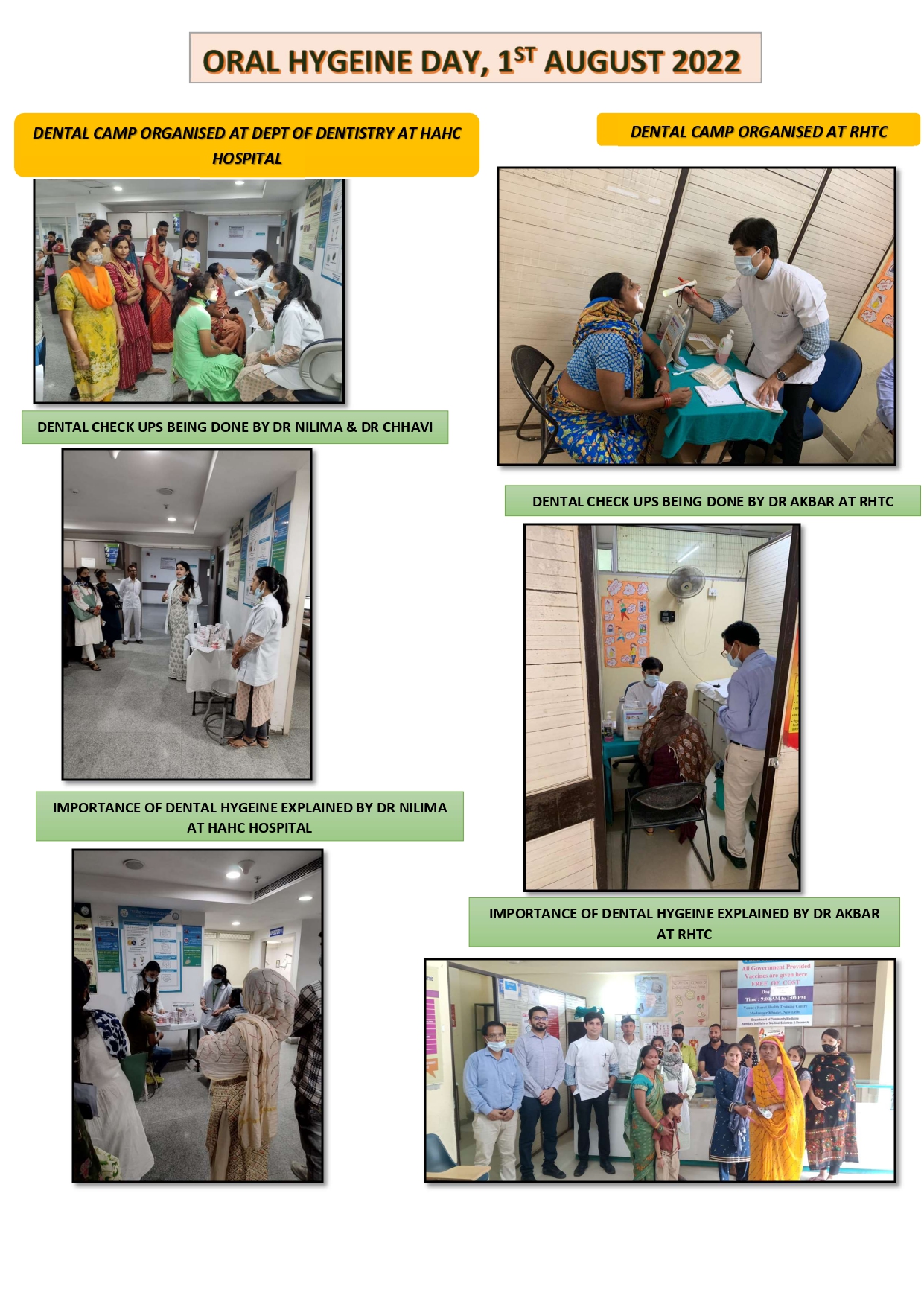 Oral Hygiene Day Report 1st August 2022 Hamdard Institute of Medical Sciences & Research (HIMSR)